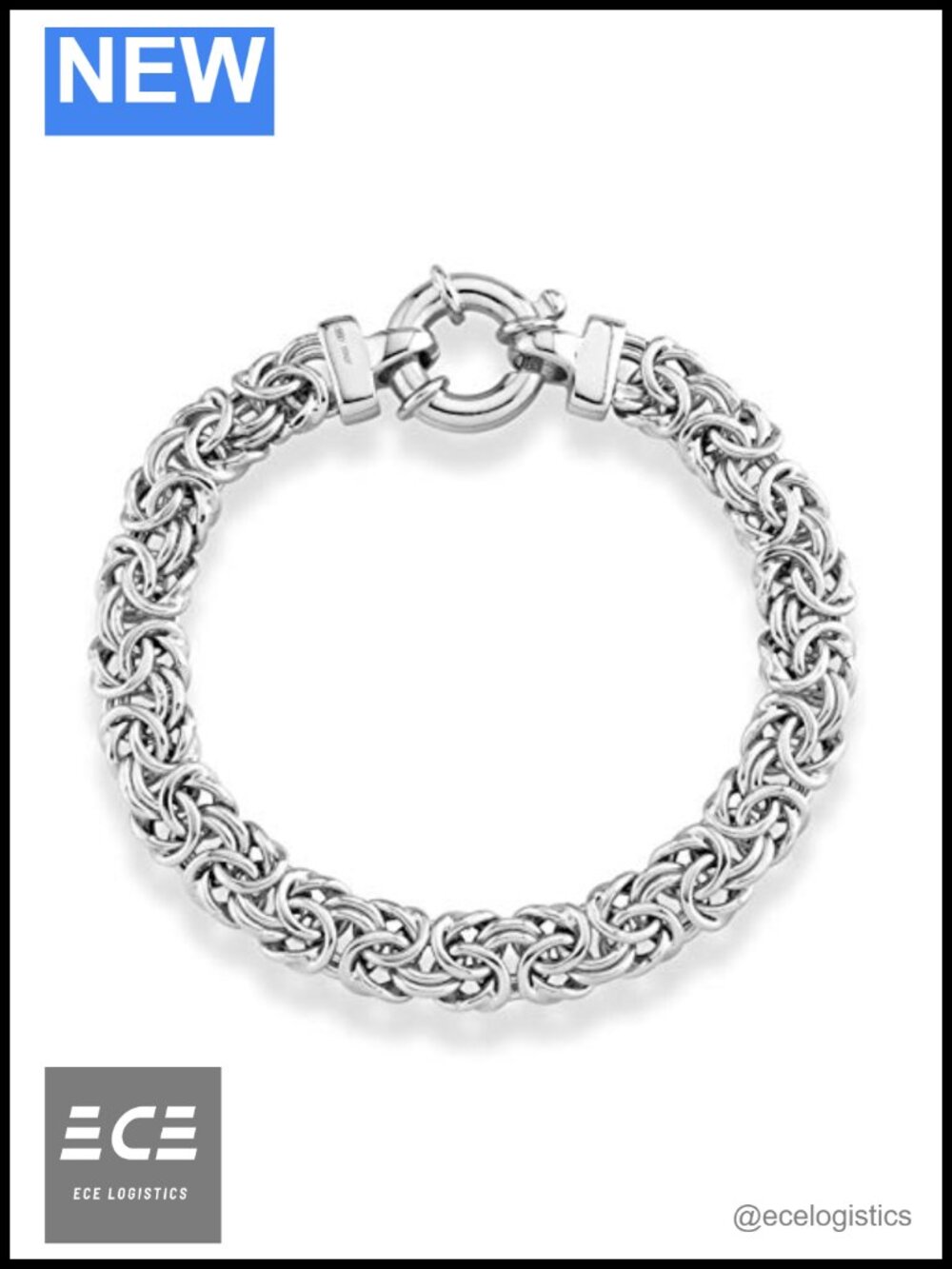 Italian 925 Sterling Silver Byzantine Link Bracelet 9mm